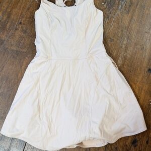 JoyLab Cream Sleeveless Fit-and-Flare Mini Dress